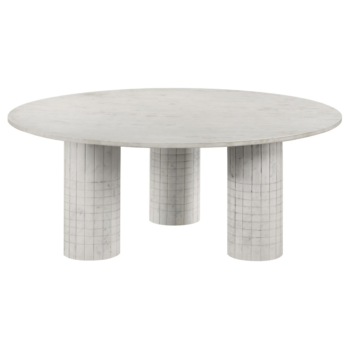 Astoria Round Genuine Marble Coffee Table White from Coaster - Luna Furniture