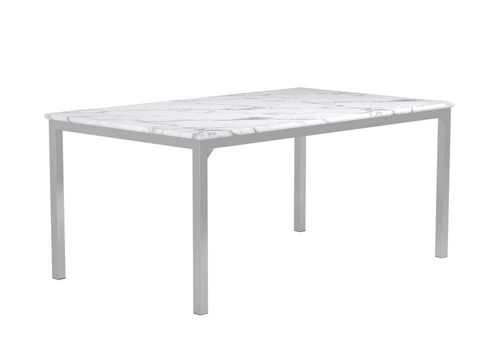 Athena Chrome Rectangle Dining Table with Marble Top from Coaster - Luna Furniture