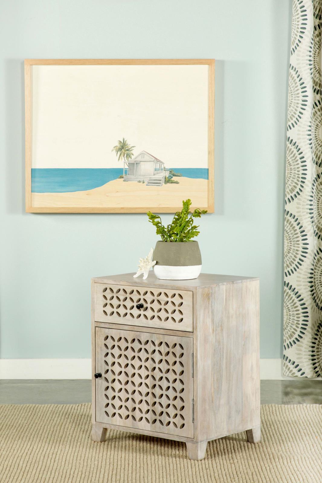 August White Washed 1-Door Accent Cabinet from Coaster - Luna Furniture