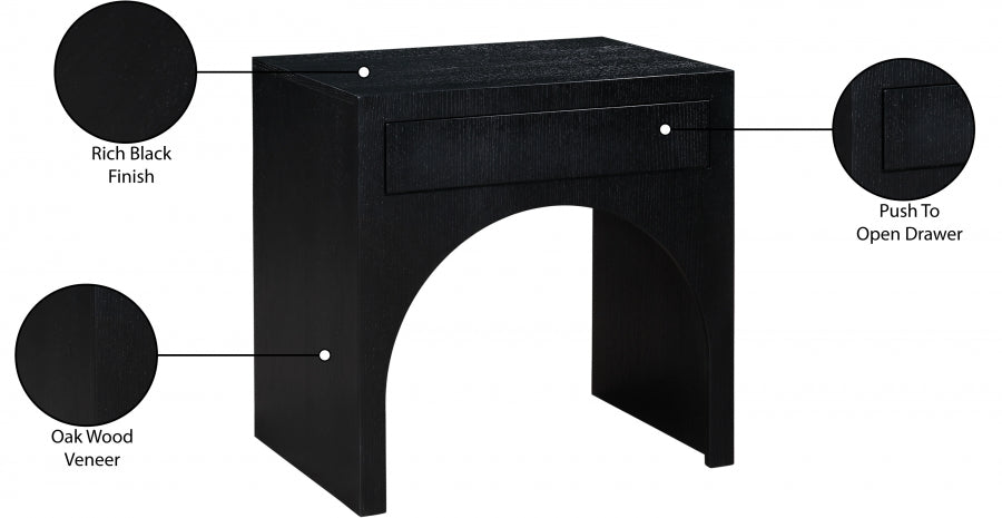 August Nightstand Black from Meridian - Luna Furniture