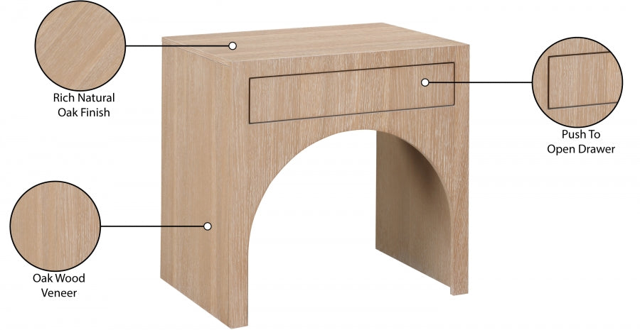 August Nightstand Natural from Meridian - Luna Furniture