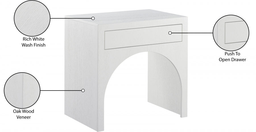 August Nightstand White from Meridian - Luna Furniture