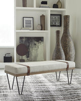 Austin Beige/Black Upholstered Bench from Coaster - Luna Furniture