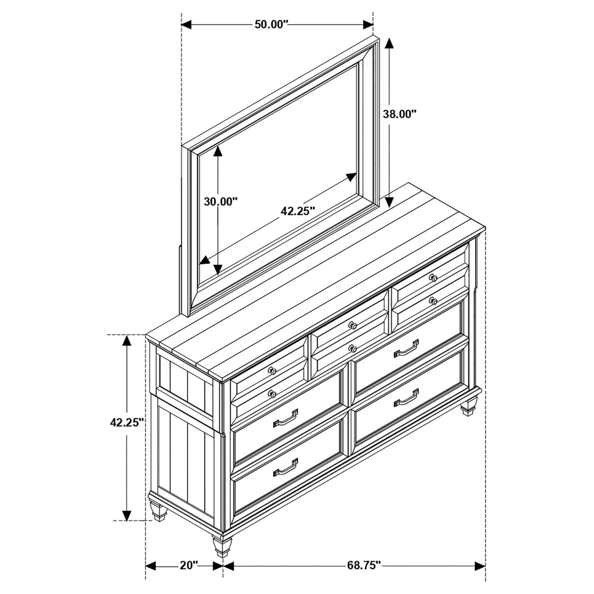 Avenue 8-drawer Dresser with Mirror Weathered Burnished Brown from Coaster - Luna Furniture