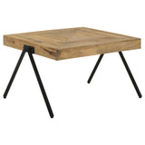 Avery Natural/Black Rectangular Coffee Table with Metal Legs from Coaster - Luna Furniture