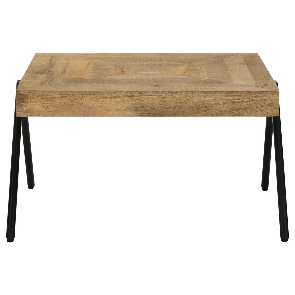 Avery Natural/Black Rectangular Coffee Table with Metal Legs from Coaster - Luna Furniture