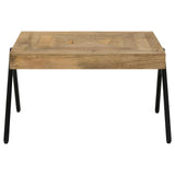 Avery Natural/Black Rectangular Coffee Table with Metal Legs from Coaster - Luna Furniture