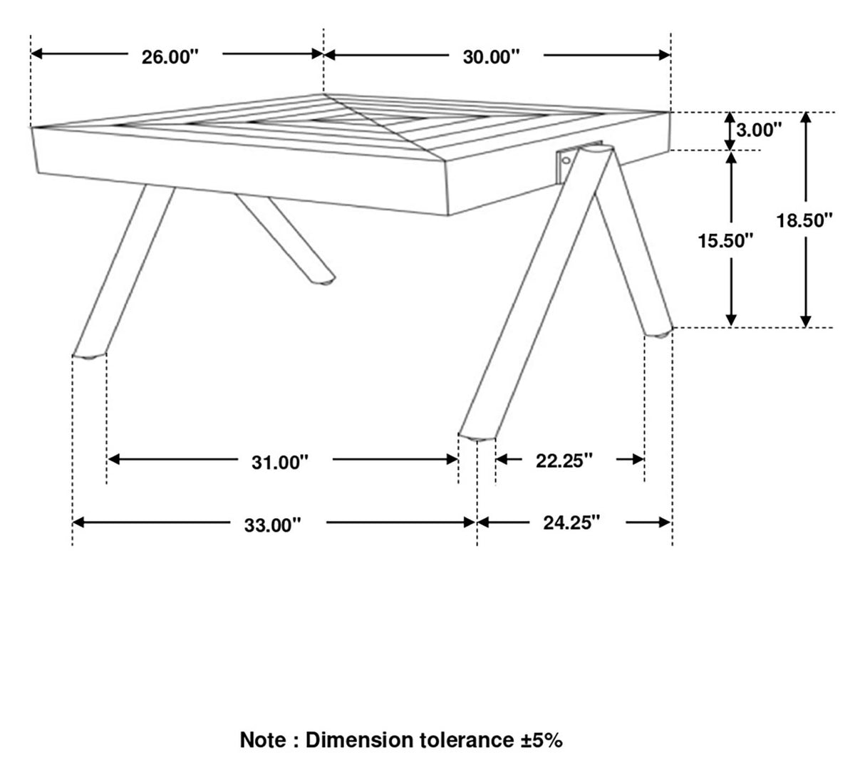 Avery Natural/Black Rectangular Coffee Table with Metal Legs from Coaster - Luna Furniture