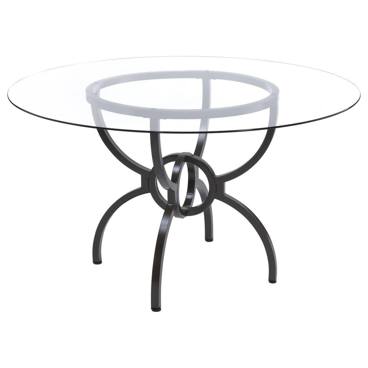 Aviano 48" Round Glass Top Dining Table Clear and Gunmetal from Coaster - Luna Furniture