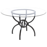 Aviano 48" Round Glass Top Dining Table Clear and Gunmetal from Coaster - Luna Furniture