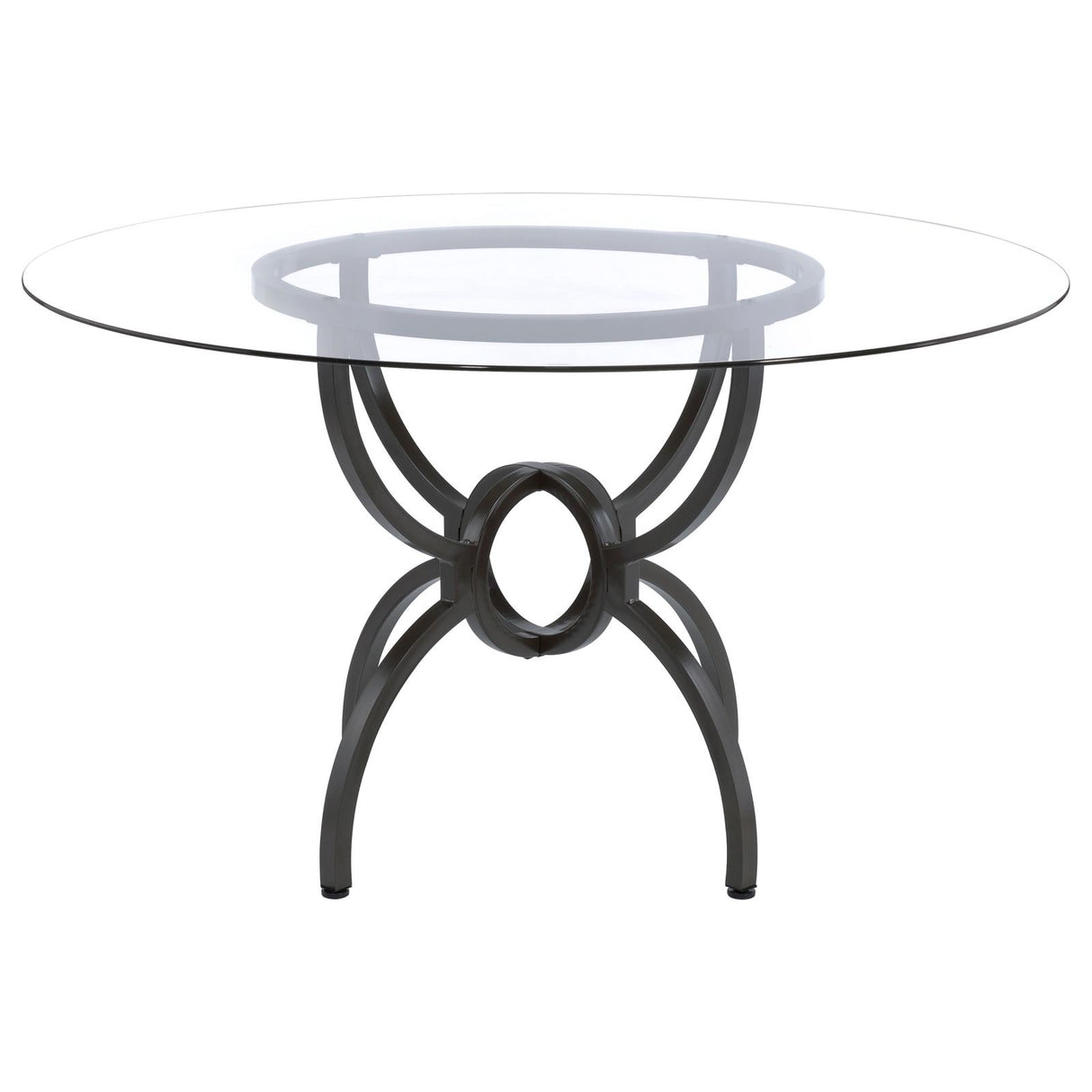 Aviano 48" Round Glass Top Dining Table Clear and Gunmetal from Coaster - Luna Furniture