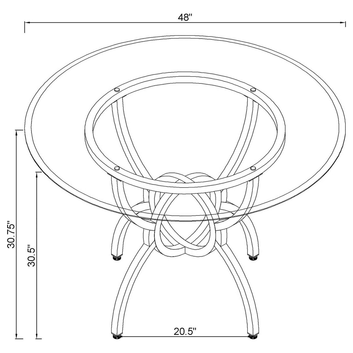 Aviano 48" Round Glass Top Dining Table Clear and Gunmetal from Coaster - Luna Furniture