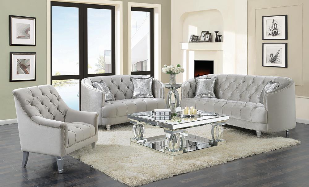 Avonlea 3-Piece Tufted Living Room Set Gray from Coaster - Luna Furniture