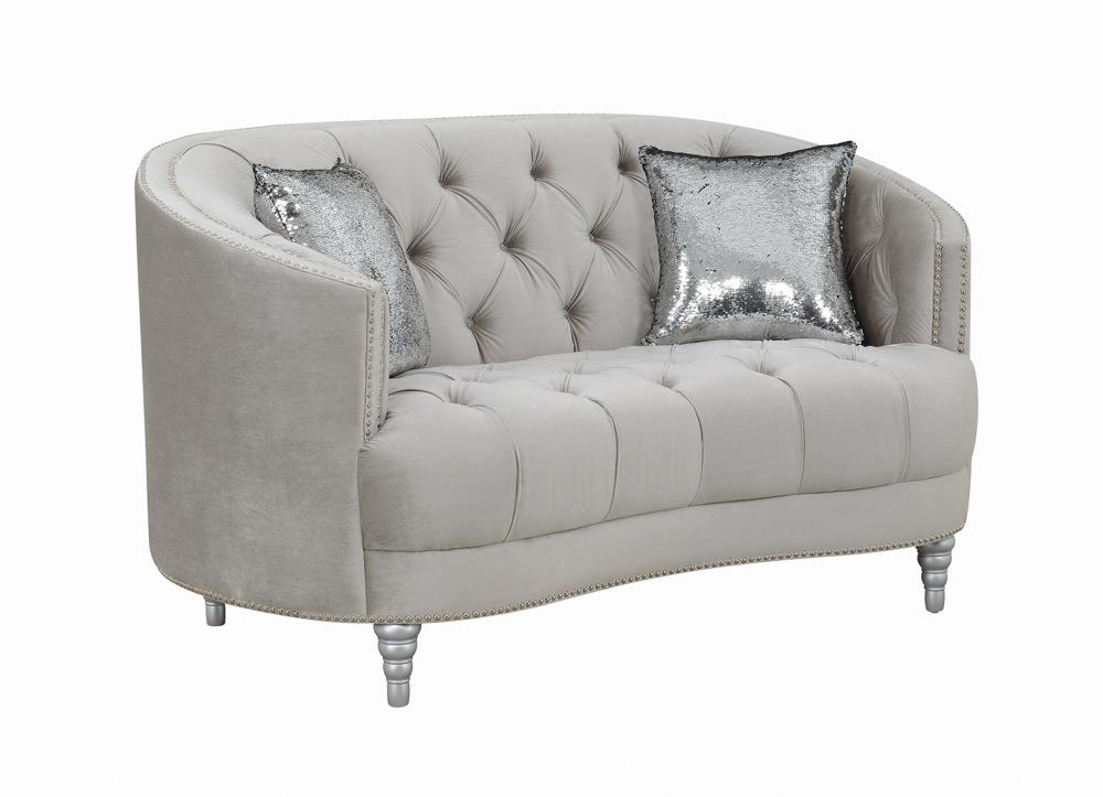 Avonlea Sloped Arm Tufted Loveseat Gray from Coaster - Luna Furniture