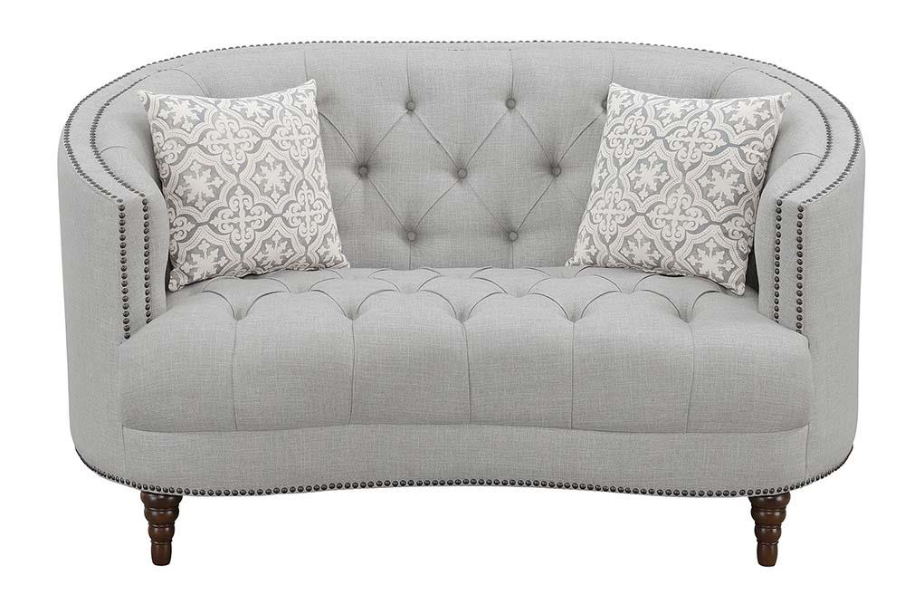 Avonlea Sloped Arm Upholstered Loveseat Trim Gray from Coaster - Luna Furniture