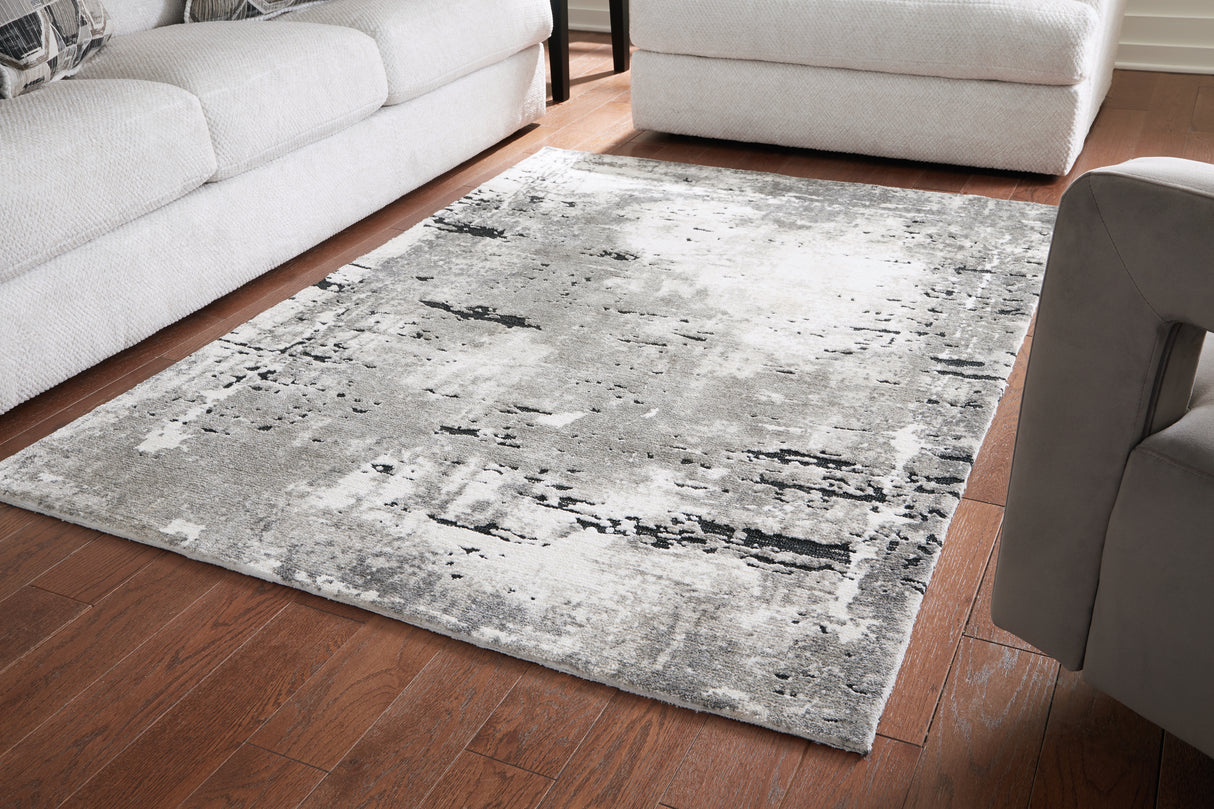 Aworley Gray/White Large Rug - R406161 - Luna Furniture