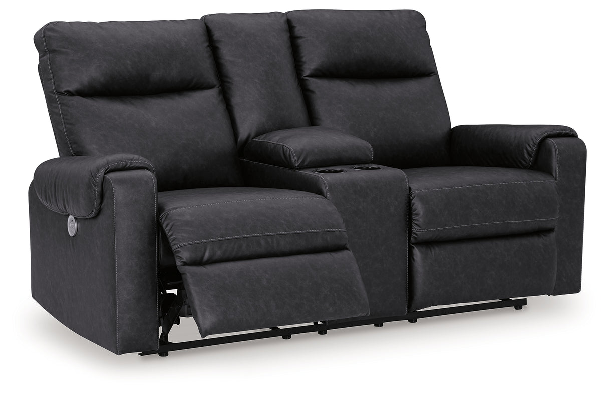 Axtellton Carbon Power Reclining Loveseat with Console from Ashley - Luna Furniture