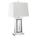 Ayelet Table Lamp with Square Shade White/Mirror from Coaster - Luna Furniture