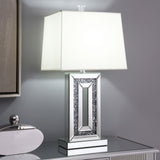 Ayelet Table Lamp with Square Shade White/Mirror from Coaster - Luna Furniture