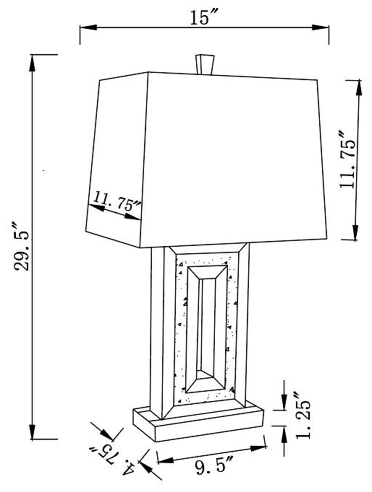 Ayelet Table Lamp with Square Shade White/Mirror from Coaster - Luna Furniture