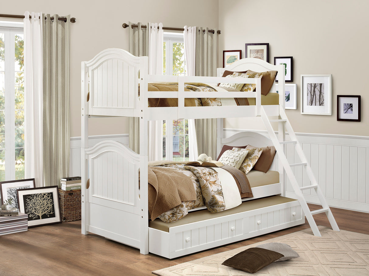 Clementine White Twin/Twin Bunk Bed from Homelegance - Luna Furniture