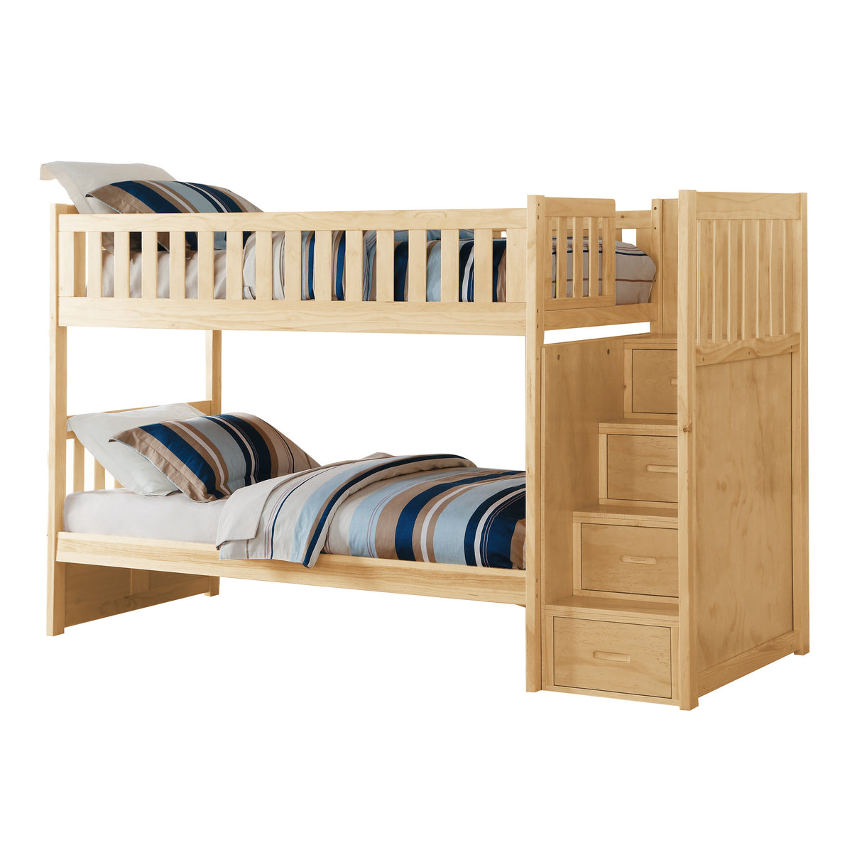 Bartly Pine Twin/Twin Step Bunk Bed from Homelegance - Luna Furniture