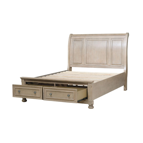 Bethel Wire Brushed Gray Queen Sleigh Storage Platform Bed from Homelegance - Luna Furniture