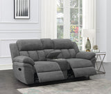 Bahrain Upholstered Motion Loveseat with Console Charcoal from Coaster - Luna Furniture