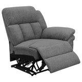 Bahrain Upholstered Motion Loveseat with Console Charcoal from Coaster - Luna Furniture