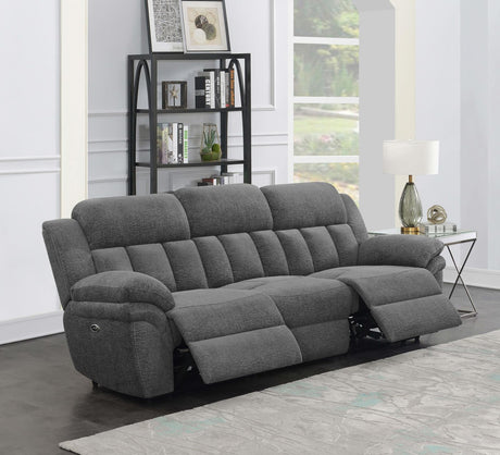 Bahrain Upholstered Power Sofa Charcoal - 609541P - Luna Furniture