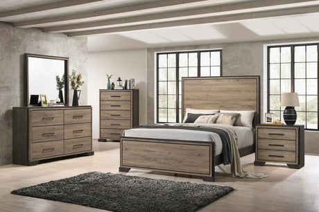 Baker 5-piece Eastern King Bedroom Set Brown and Light Taupe - 224461KE-S5 - Luna Furniture