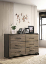 Baker 6-drawer Dresser Brown and Light Taupe - 224463 - Luna Furniture