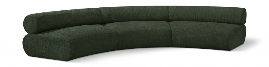 Bale Chenille Fabric 3 pc. Sectional Green from Meridian - Luna Furniture