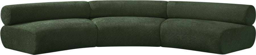 Bale Chenille Fabric 3 pc. Sectional Green from Meridian - Luna Furniture