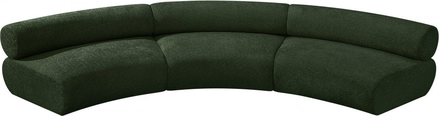 Bale Chenille Fabric 3 pc. Sectional Green from Meridian - Luna Furniture