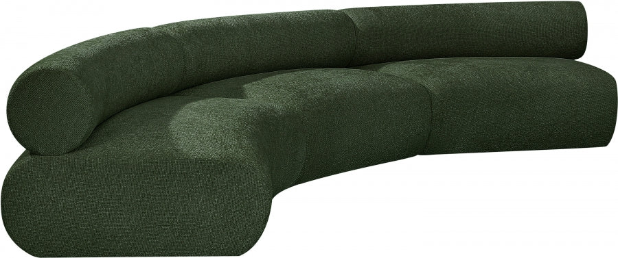 Bale Chenille Fabric 3 pc. Sectional Green from Meridian - Luna Furniture