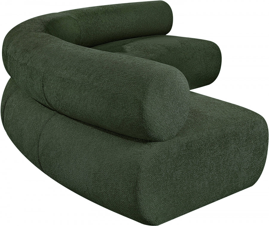 Bale Chenille Fabric 3 pc. Sectional Green from Meridian - Luna Furniture