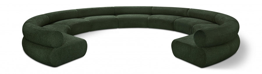 Bale Chenille Fabric 9 pc. Sectional Green from Meridian - Luna Furniture