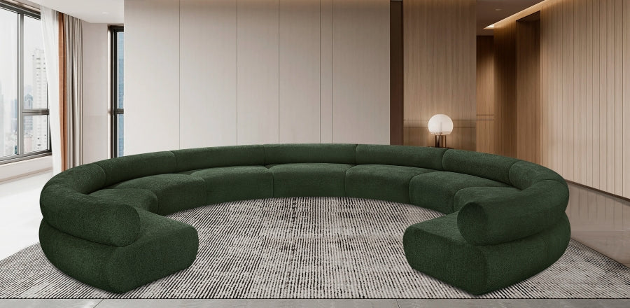 Bale Chenille Fabric 9 pc. Sectional Green from Meridian - Luna Furniture