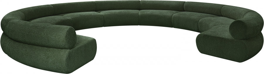 Bale Chenille Fabric 9 pc. Sectional Green from Meridian - Luna Furniture