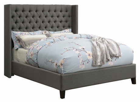 Bancroft Demi-wing Upholstered California King Bed Gray from Coaster - Luna Furniture