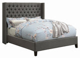 Bancroft Demi-wing Upholstered Eastern King Bed Gray from Coaster - Luna Furniture