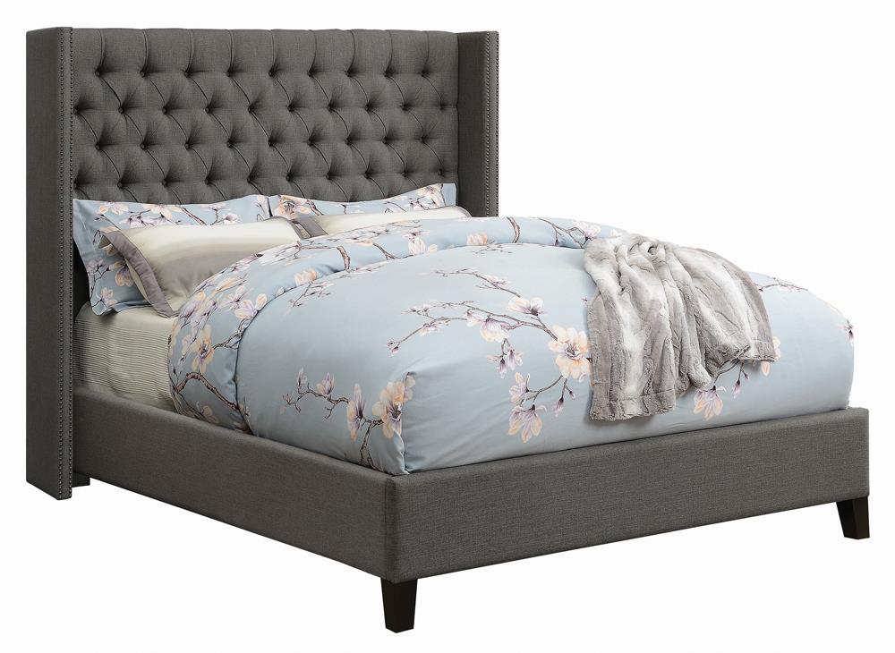 Bancroft Demi-wing Upholstered Full Bed Gray from Coaster - Luna Furniture