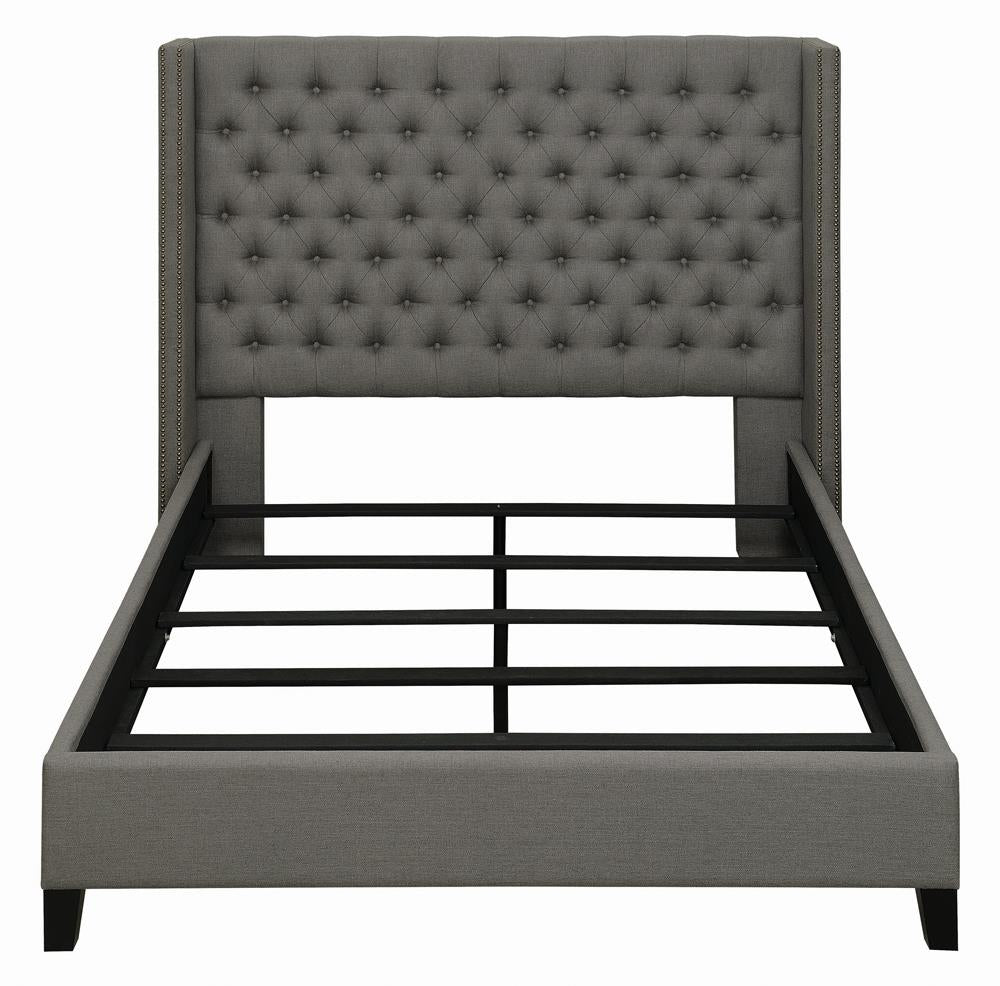 Bancroft Demi-wing Upholstered Full Bed Gray from Coaster - Luna Furniture