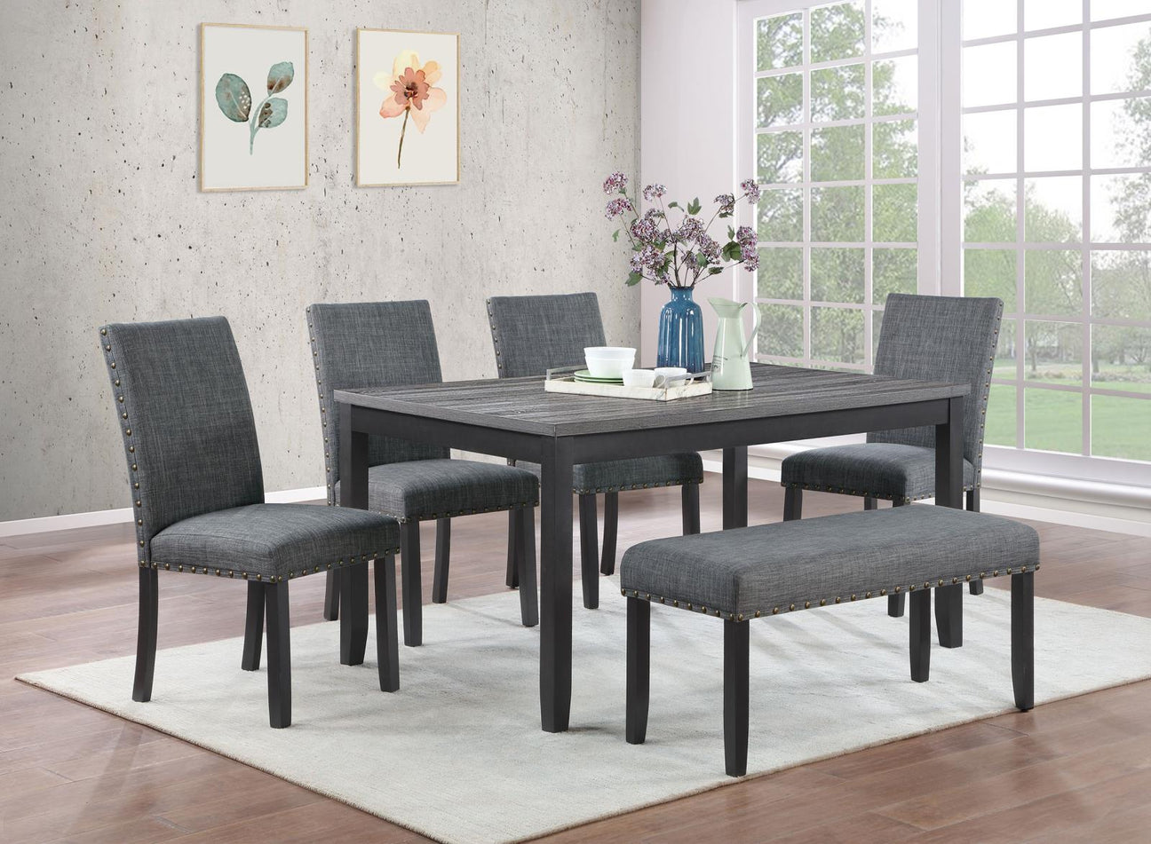 Barlow Grey/Black 6-Piece Rectangular Dining Set from Coaster - Luna Furniture