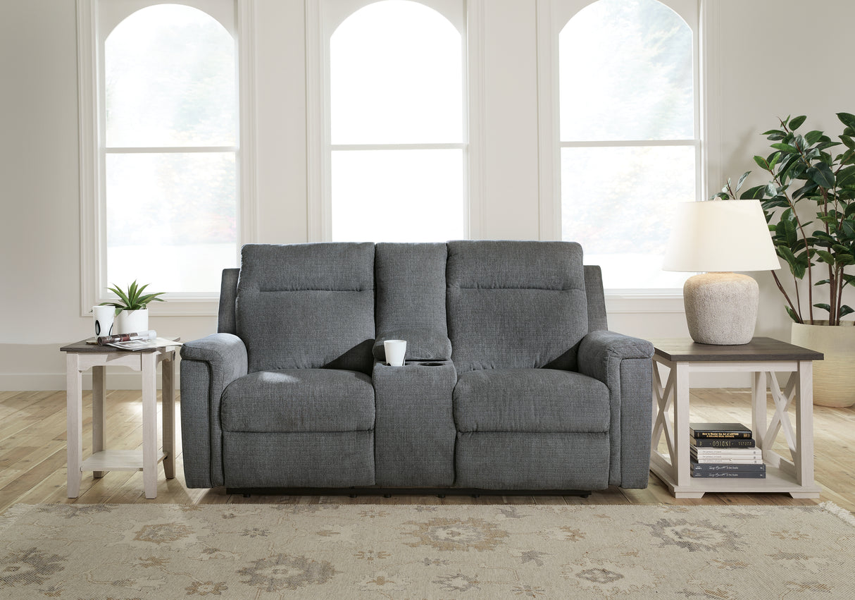 Barnsana Gravel Power Reclining Loveseat with Console - 3320296 - Luna Furniture