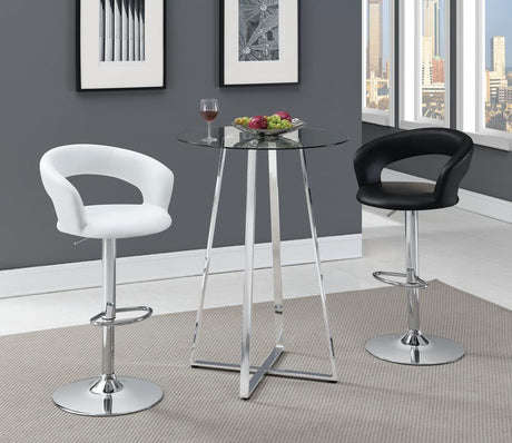 Barraza White/Chrome 29" Adjustable Height Bar Stool from Coaster - Luna Furniture