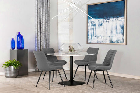 Bartole White/Matte Black Round Dining Table from Coaster - Luna Furniture