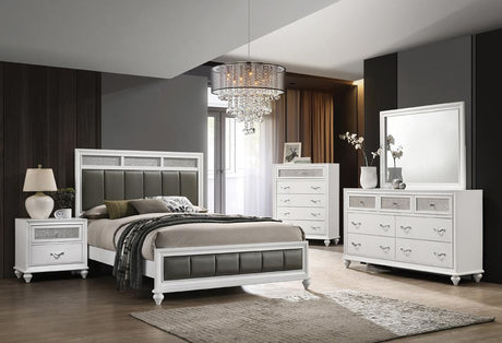 Barzini 4-piece Eastern King Panel Bedroom Set White - 205891KE-S4 - Luna Furniture