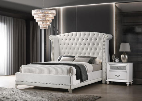 Barzini California King Wingback Tufted Bed White from Coaster - Luna Furniture